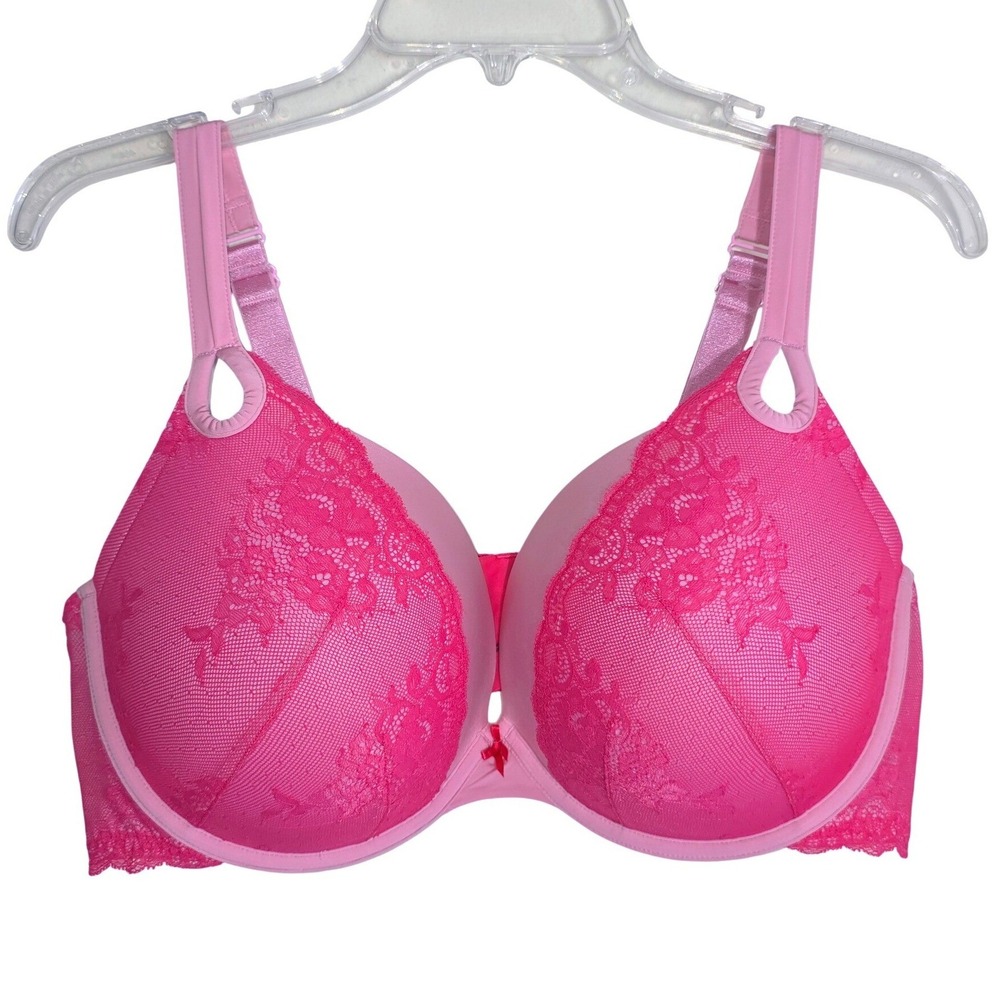 Torrid Push Up Plunge Bra Women 42DDD Pink Floral Lace Underwire Sexy EUC